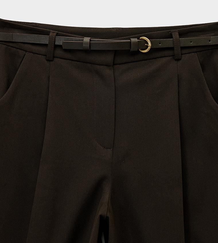 Solid Tapered Fit Trousers