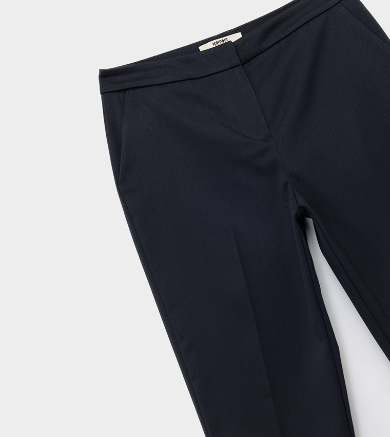 Solid Slim Fit Cropped Trousers