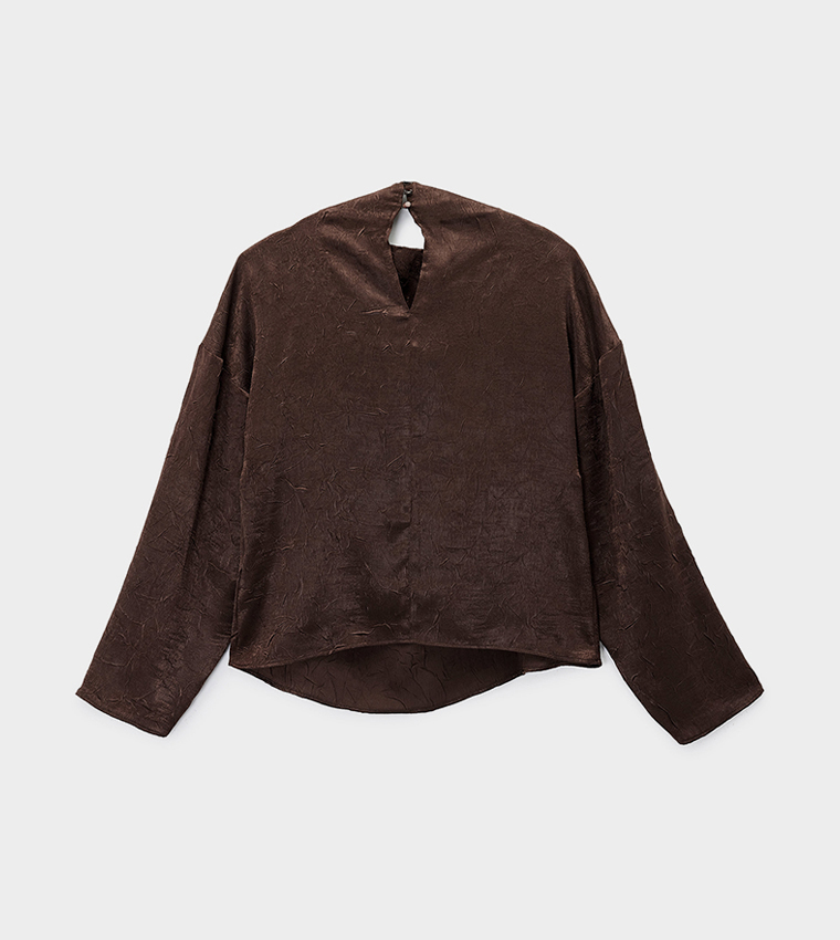 Textured Cowl Neck Top