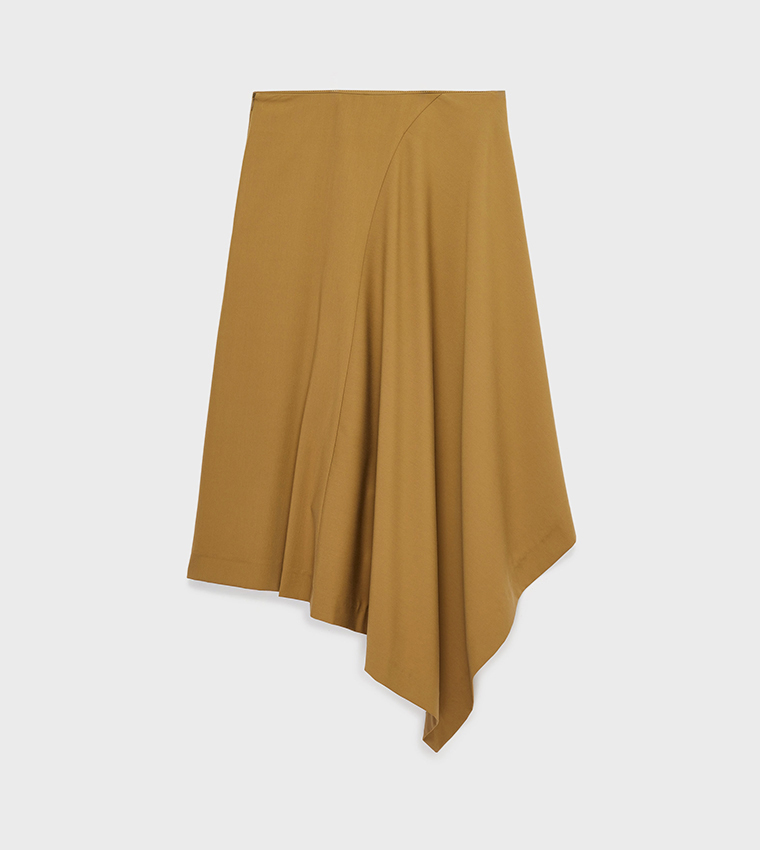 تنورة ميدي غير متماثلة سادة