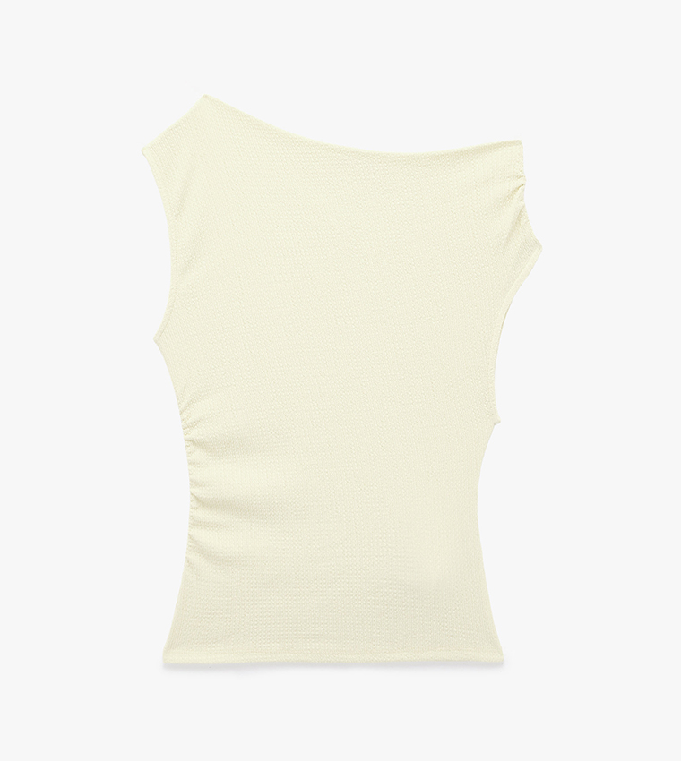 Solid Asymmetric Draped Sleeveless Top