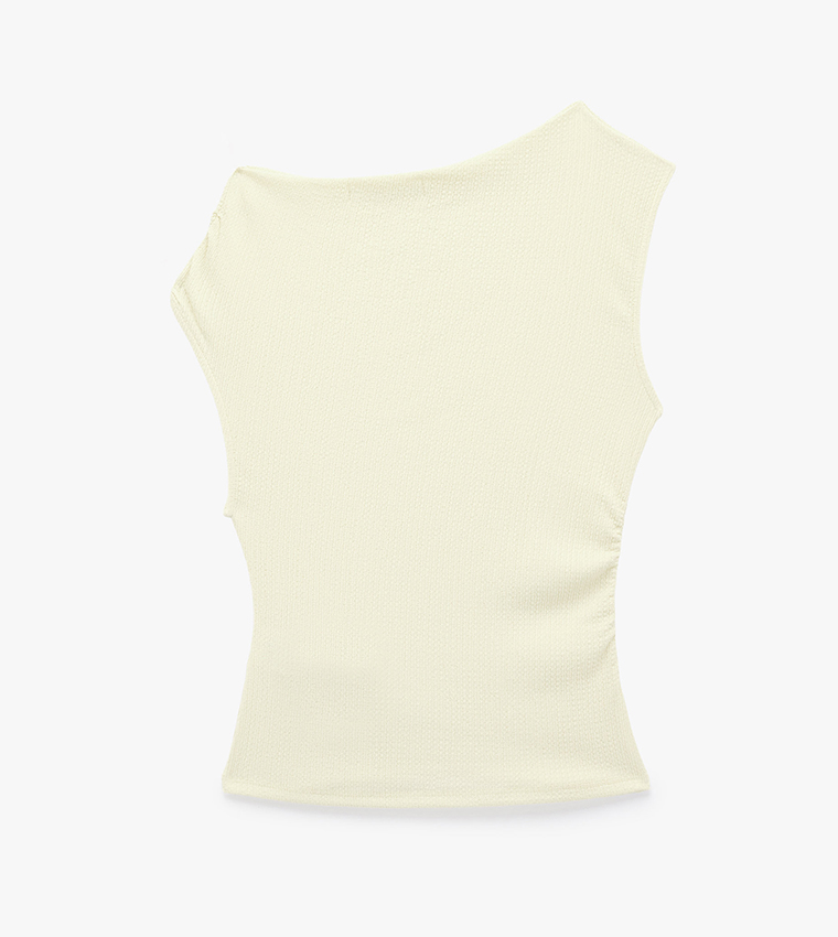 Solid Asymmetric Draped Sleeveless Top