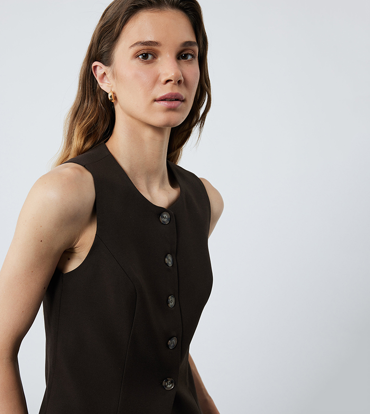 كوتون  توبات بلا أكمام  - بني  Sleeveless Tops