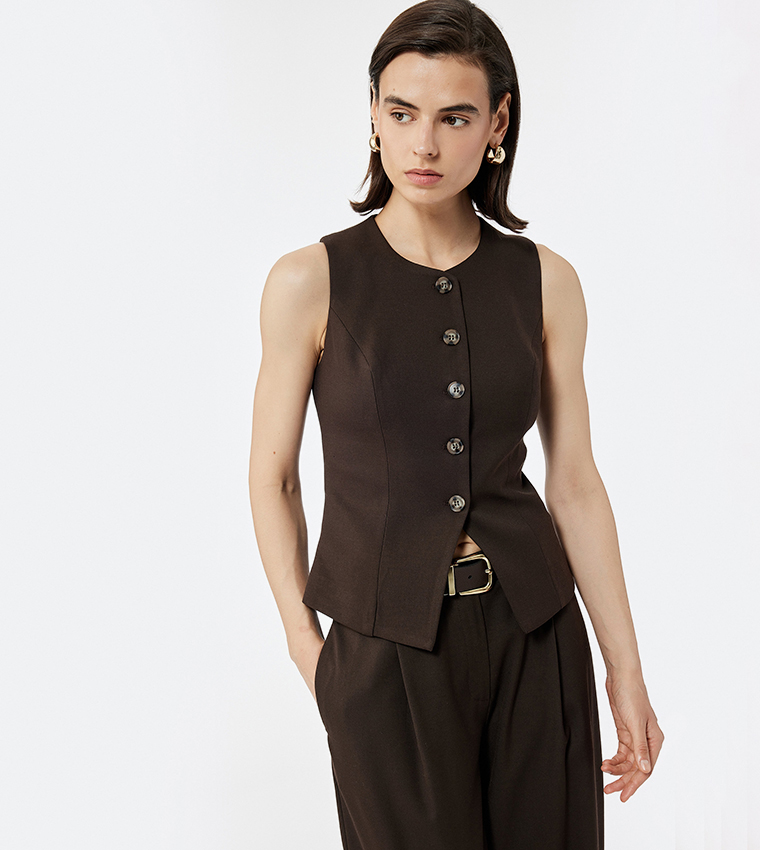 كوتون  توبات بلا أكمام  - بني  Sleeveless Tops