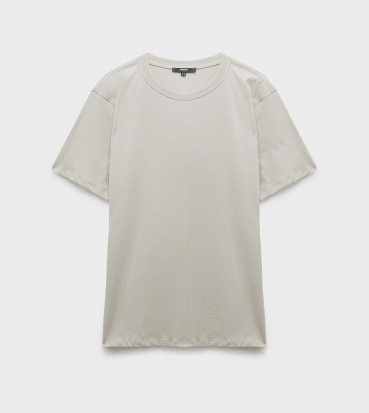Solid Crew Neck Cotton T-Shirt