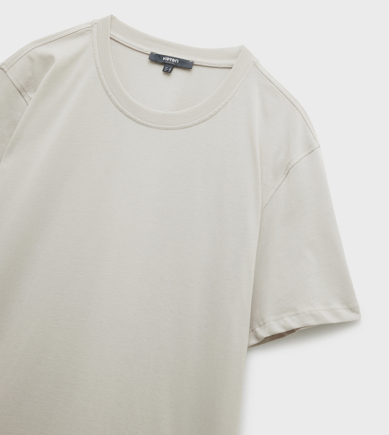 Solid Crew Neck Cotton T-Shirt