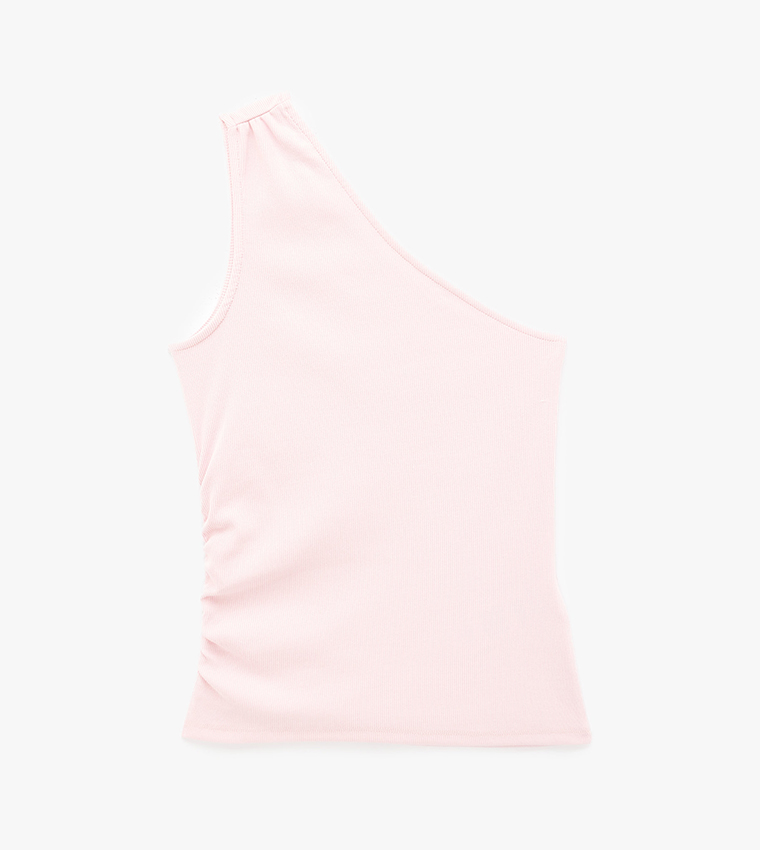 Solid One Shoulder Sleeveless Top