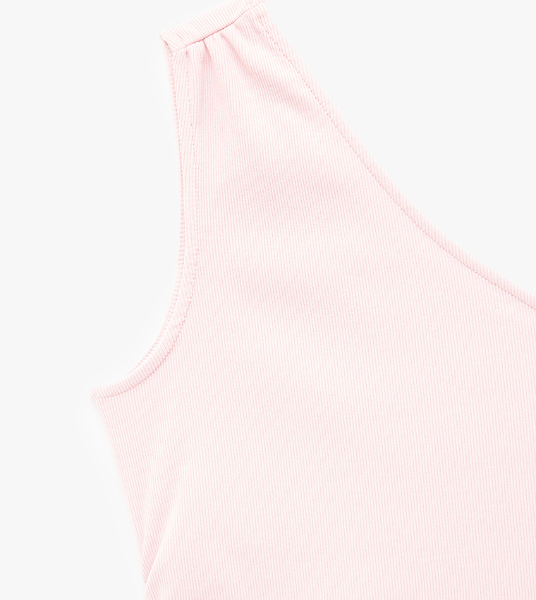 Solid One Shoulder Sleeveless Top