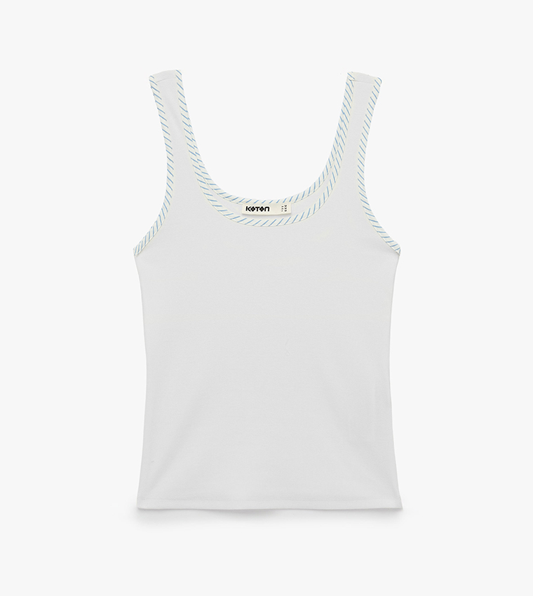 Striped Trim Scoop Neck Tank Top