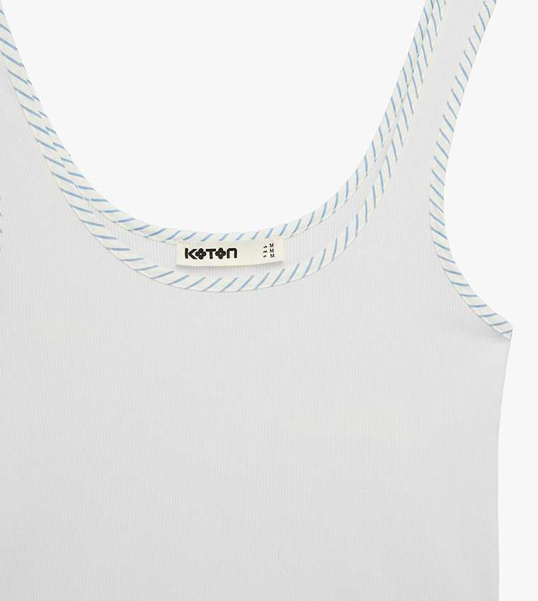 Striped Trim Scoop Neck Tank Top