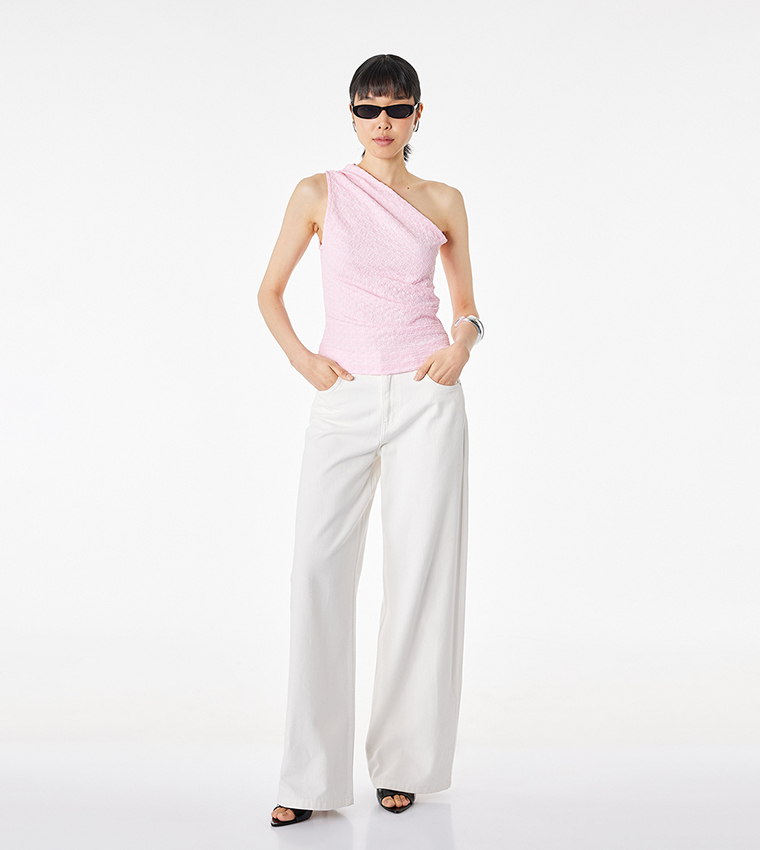 Textured One Shoulder Top