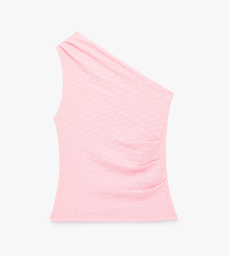Textured One Shoulder Top