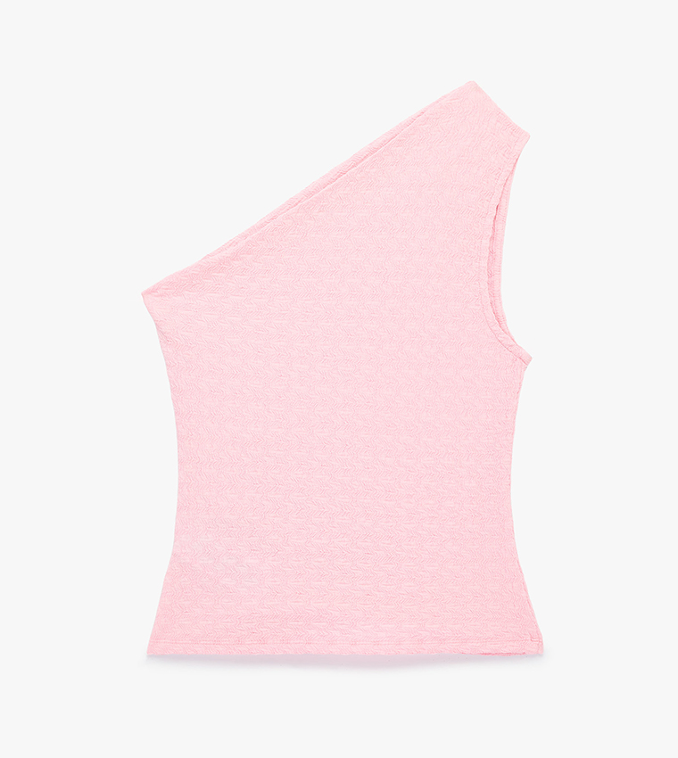 Textured One Shoulder Top