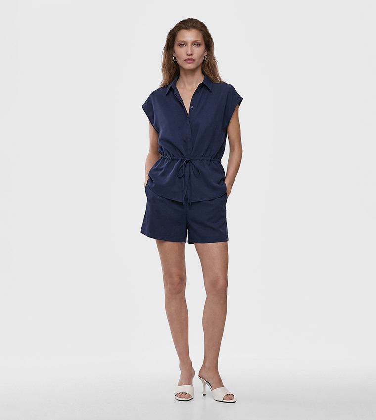 Solid Pleated Micro Shorts