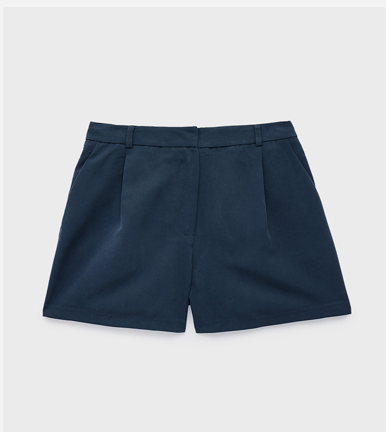 Solid Pleated Micro Shorts