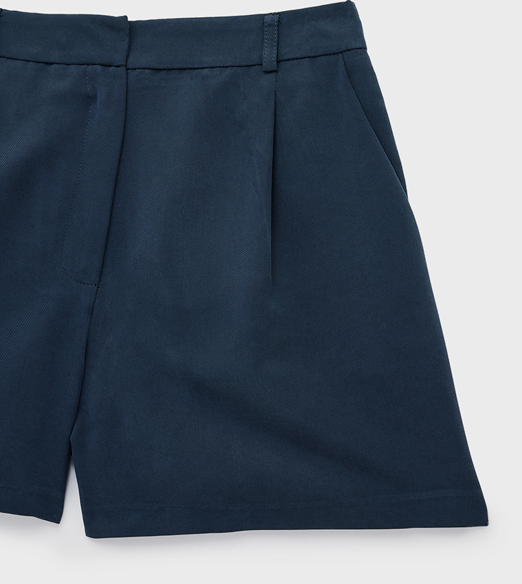Solid Pleated Micro Shorts