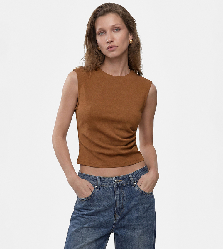 Koton  Sleeveless Tops - Brown Sleeveless Tops