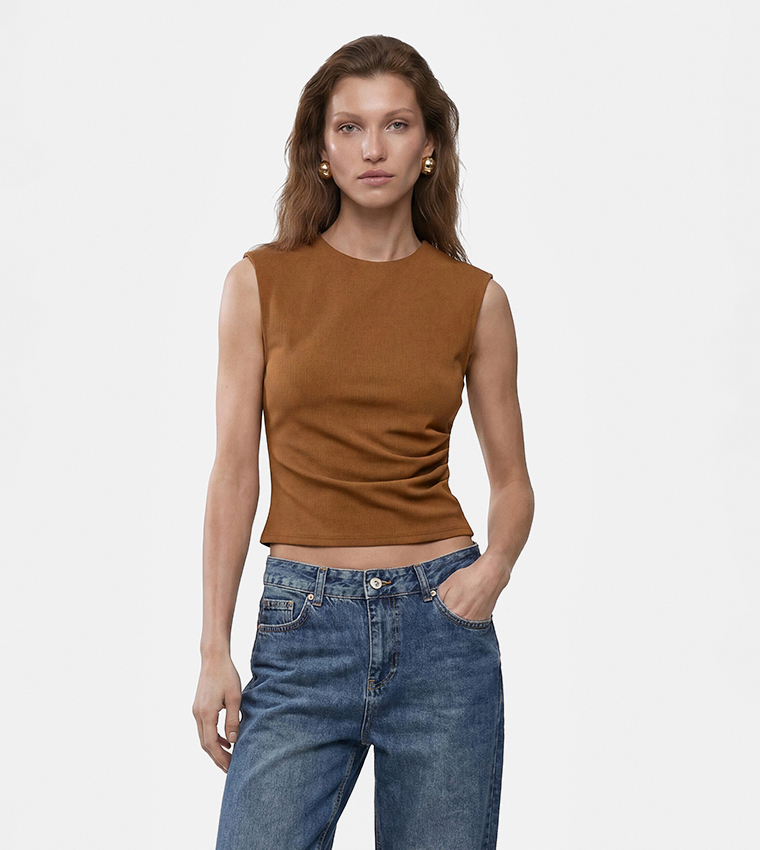 Koton  Sleeveless Tops - Brown Sleeveless Tops
