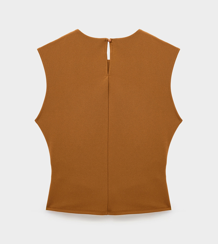 Koton  Sleeveless Tops - Brown Sleeveless Tops