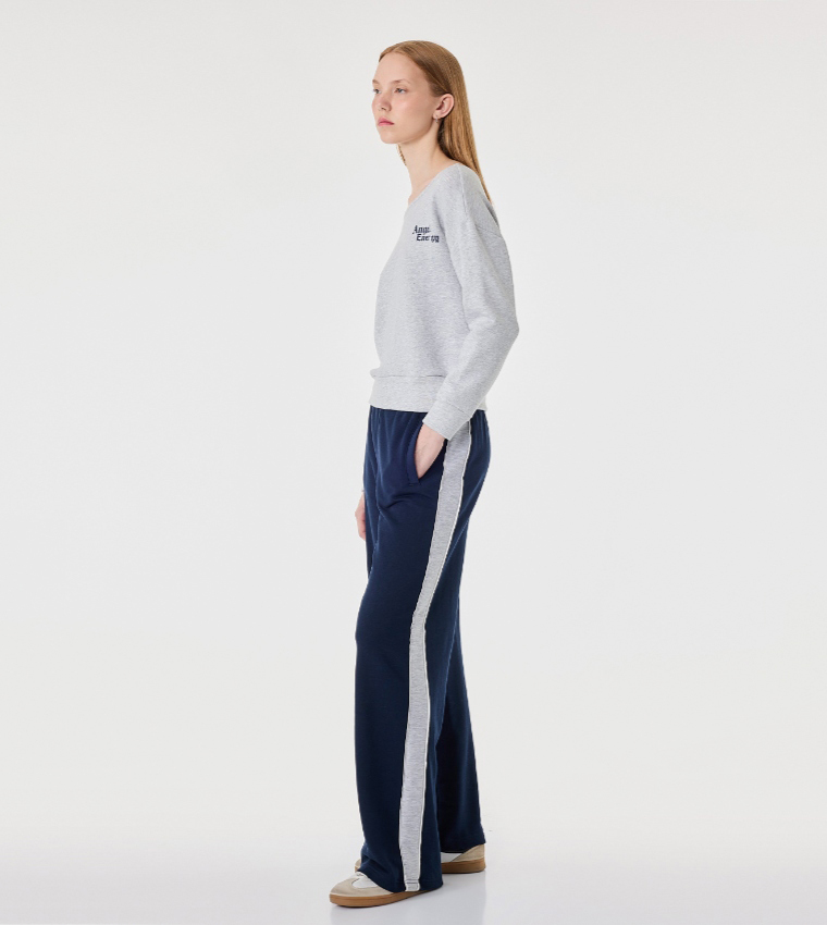 Typography Boat Neck Sweatshirt