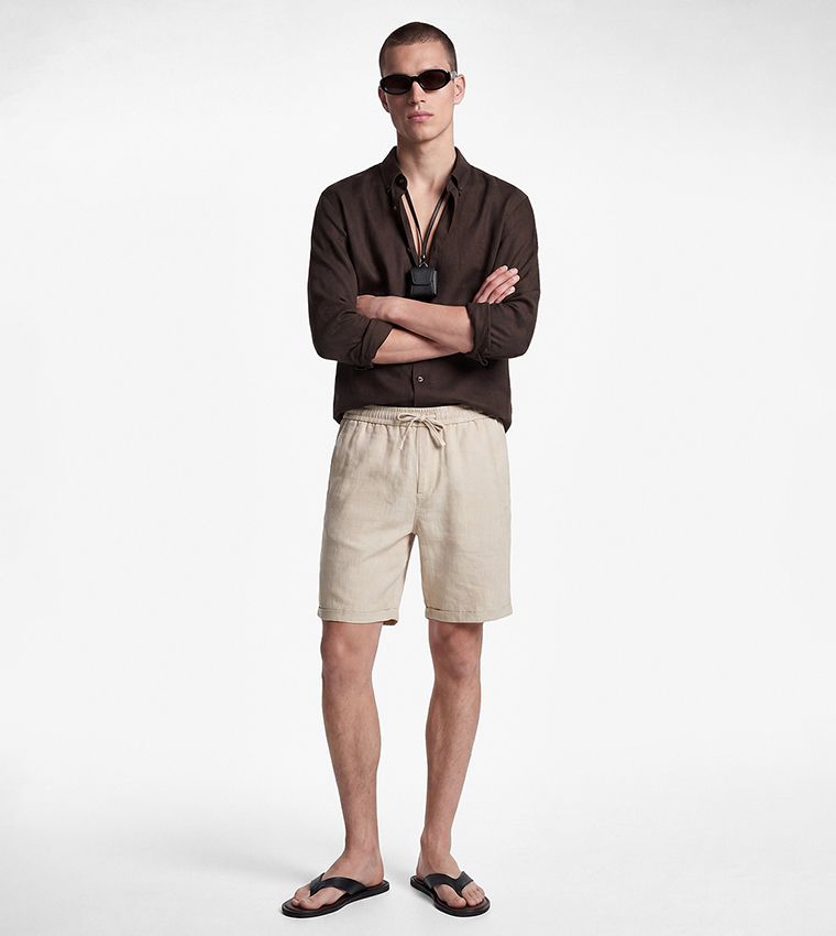 Solid Drawstring Shorts