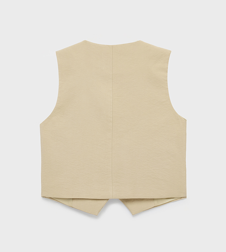 Solid Tie Detail Double Breasted Waistcoat