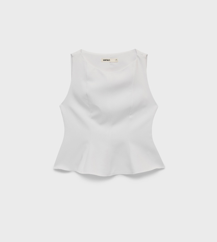 Koton  Sleeveless Tops - White Sleeveless Tops