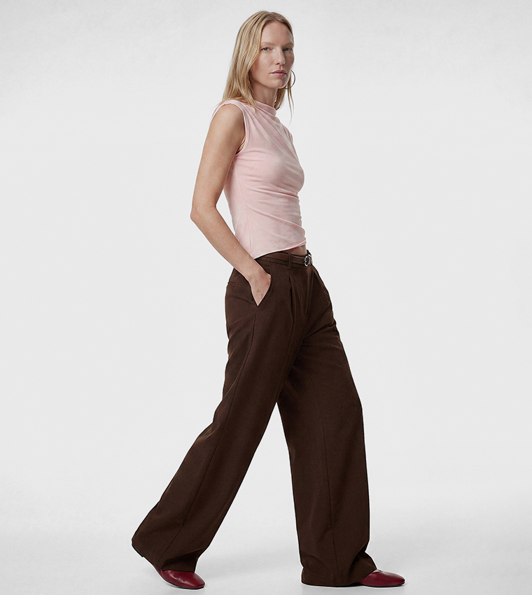 Solid Wide Leg Trousers