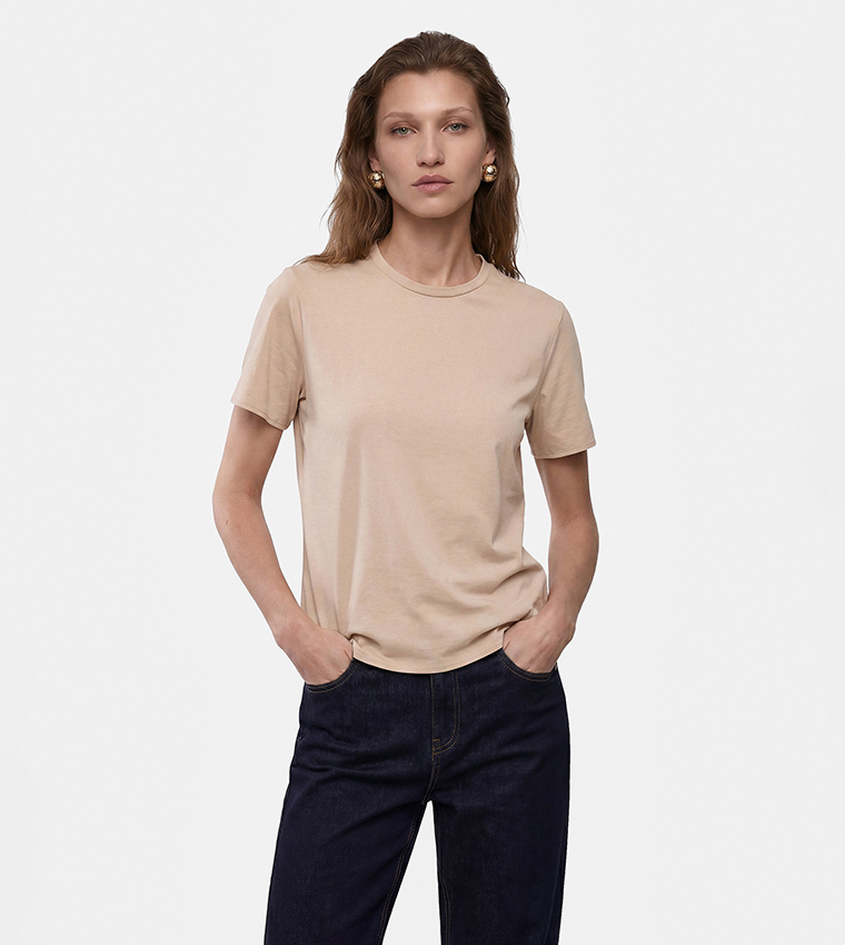 Koton  Short Sleeve T-Shirts - Beige Short Sleeve T-Shirts