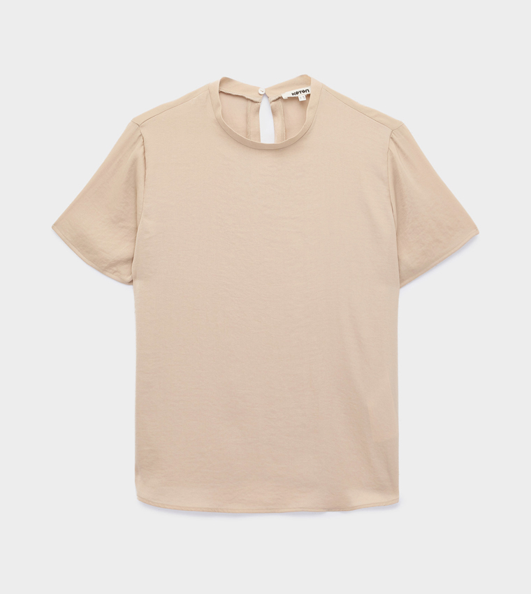 Koton  Short Sleeve T-Shirts - Beige Short Sleeve T-Shirts