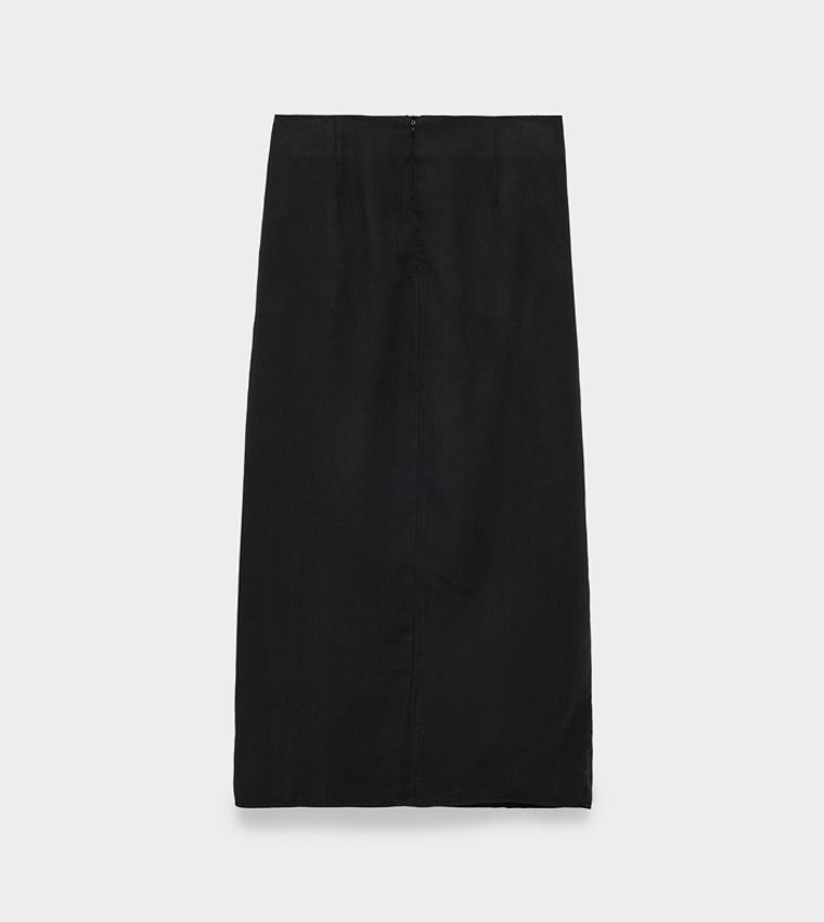 Solid Wrap Detail Midi Skirt