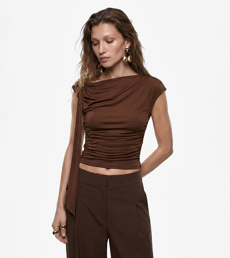 Solid Asymmetric Draped Top