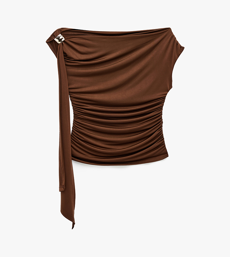 Solid Asymmetric Draped Top