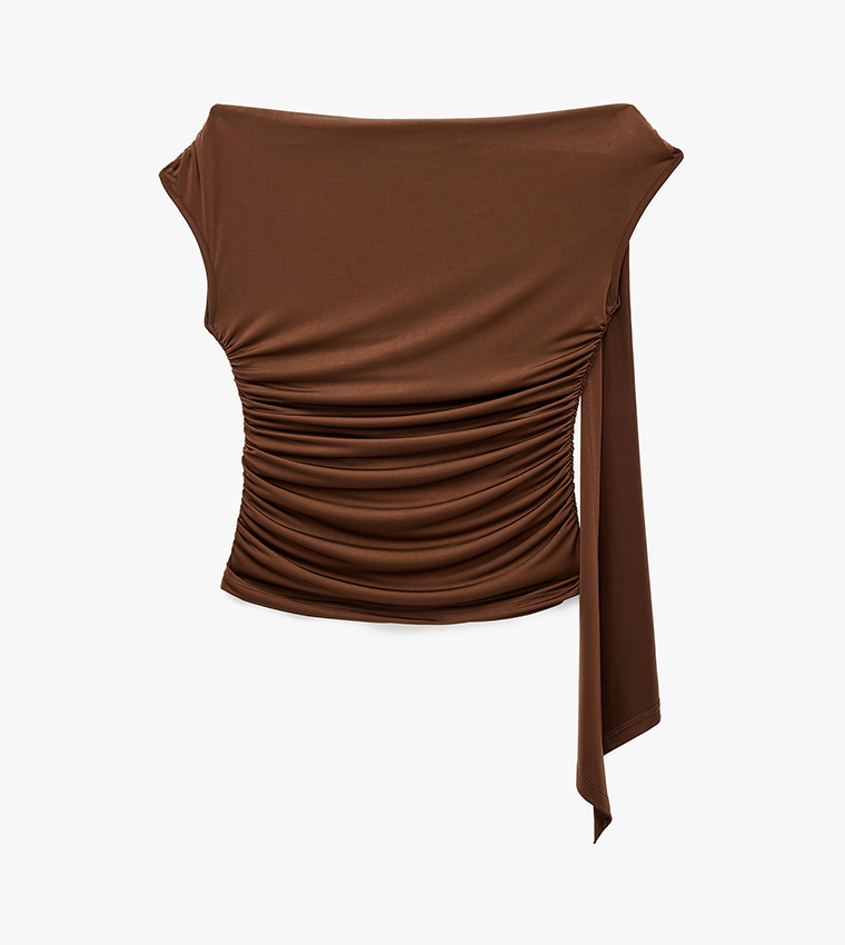 Solid Asymmetric Draped Top
