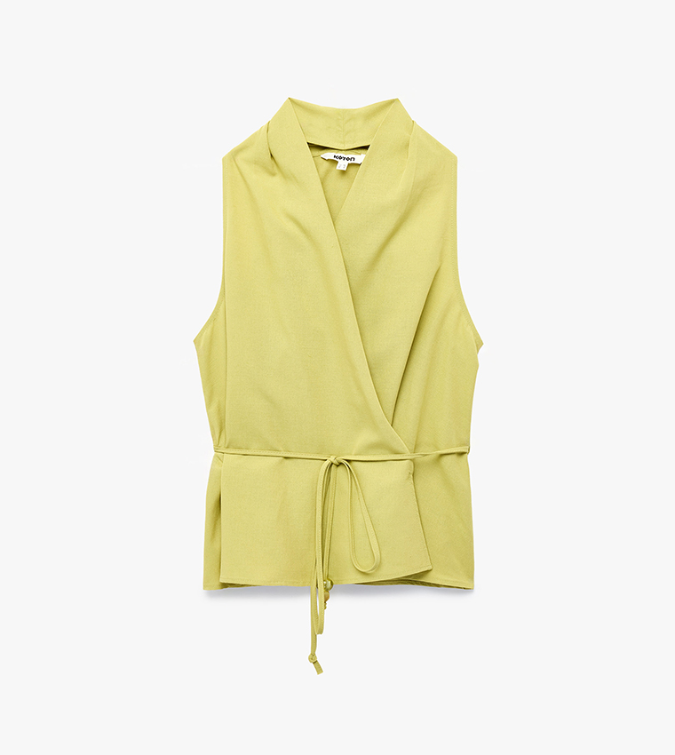 Solid Wrap Sleeveless Top
