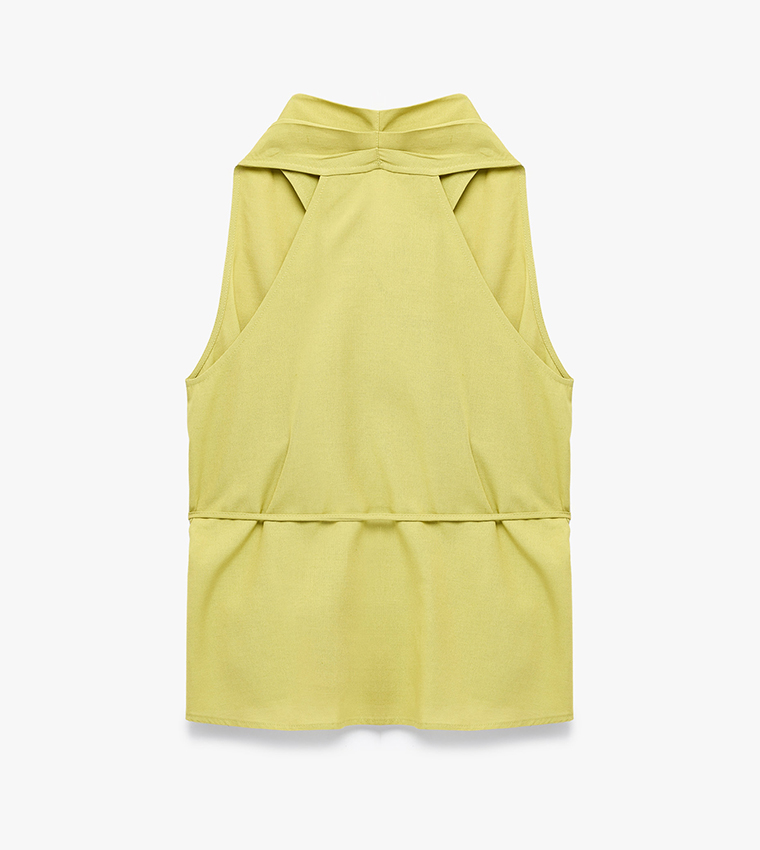 Solid Wrap Sleeveless Top