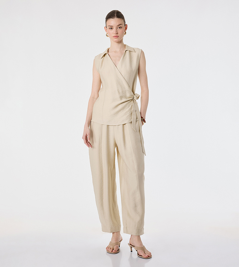 Solid Relaxed Fit Bubble Trousers