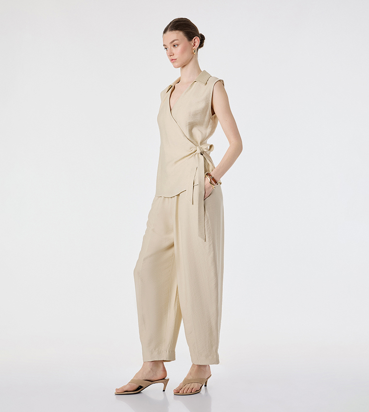 Solid Relaxed Fit Bubble Trousers