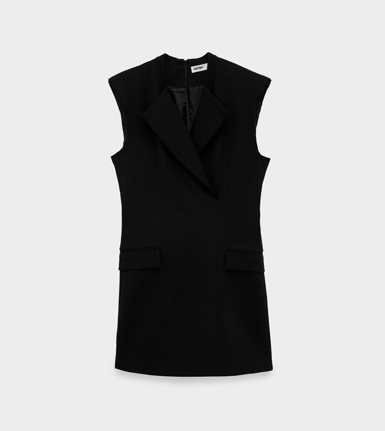 Solid Lapel Collar Blazer Mini Dress