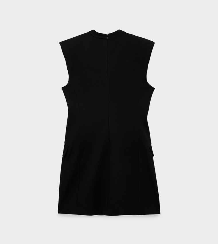 Solid Lapel Collar Blazer Mini Dress
