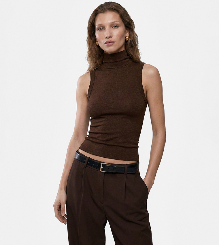 Koton  Sleeveless Tops - Brown Sleeveless Tops