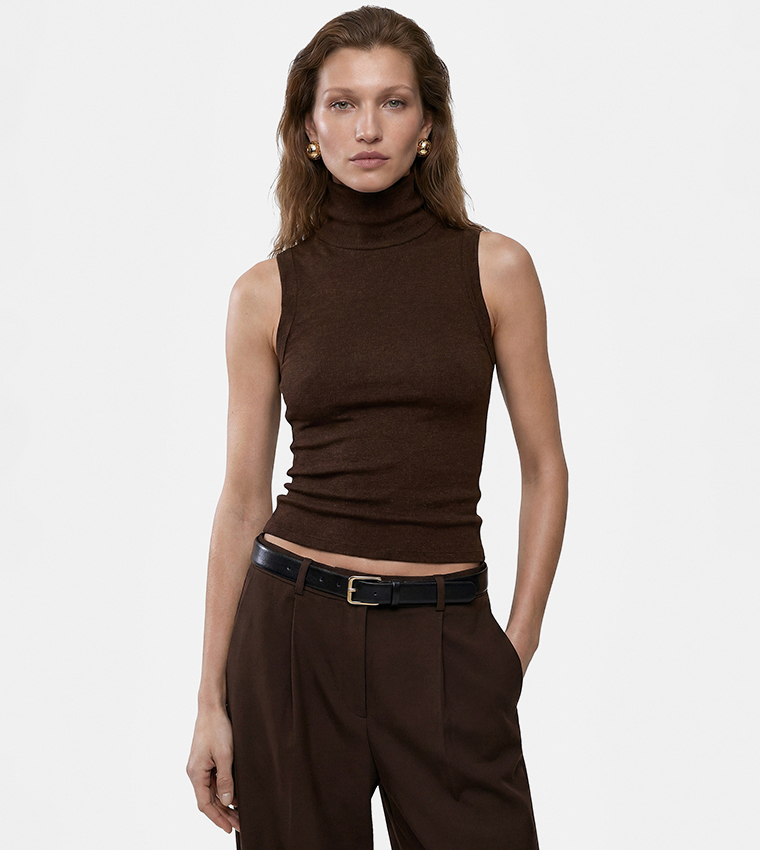 Koton  Sleeveless Tops - Brown Sleeveless Tops