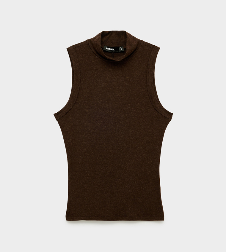 Koton  Sleeveless Tops - Brown Sleeveless Tops