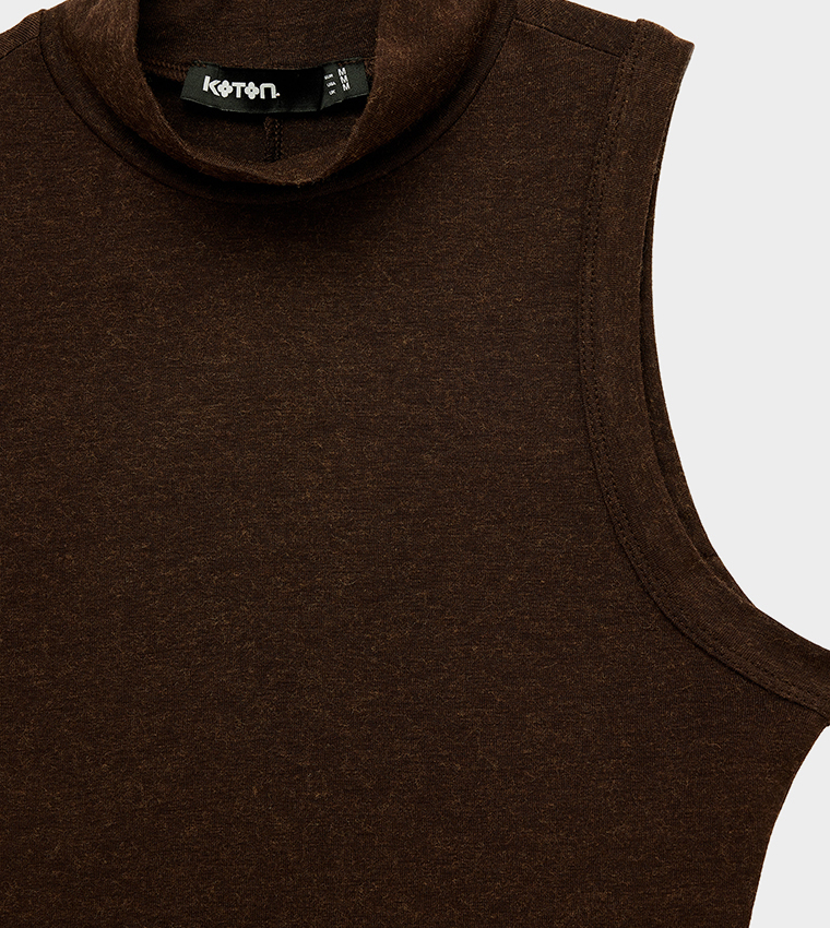 Koton  Sleeveless Tops - Brown Sleeveless Tops