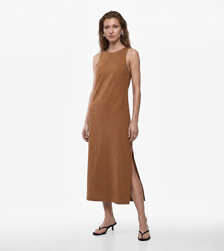 كوتون  فساتين ميدي  - بني  Midi Dresses