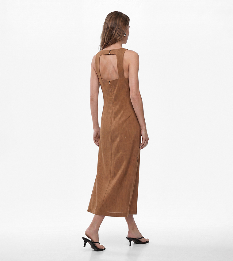 كوتون  فساتين ميدي  - بني  Midi Dresses