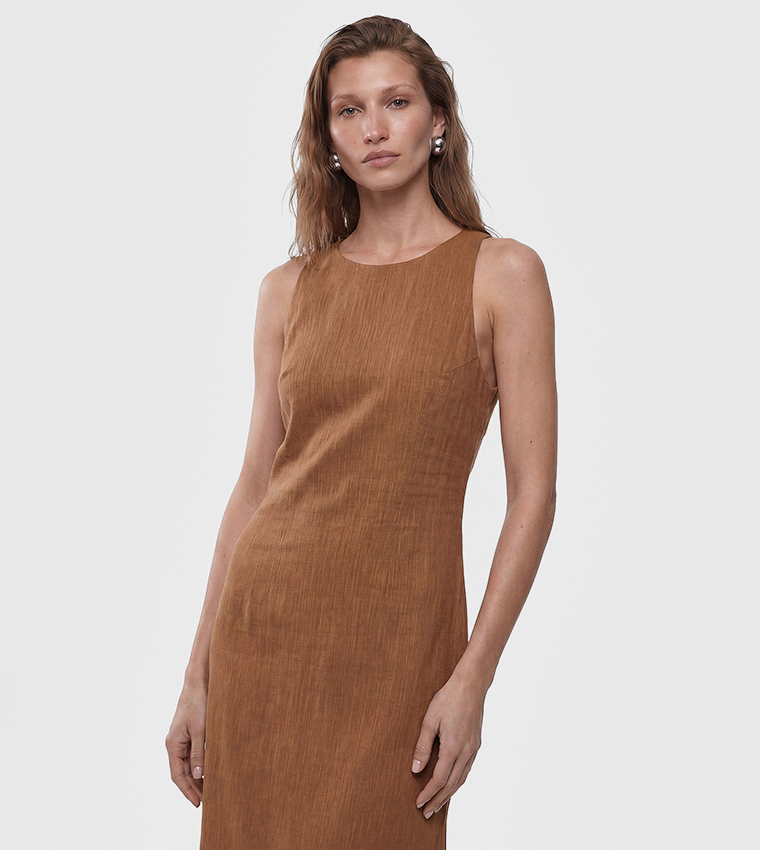 كوتون  فساتين ميدي  - بني  Midi Dresses
