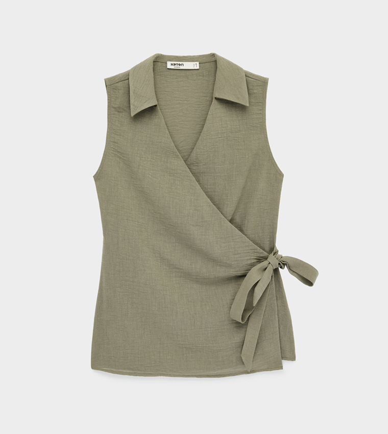 كوتون  توبات بلا أكمام  - كاكي Sleeveless Tops