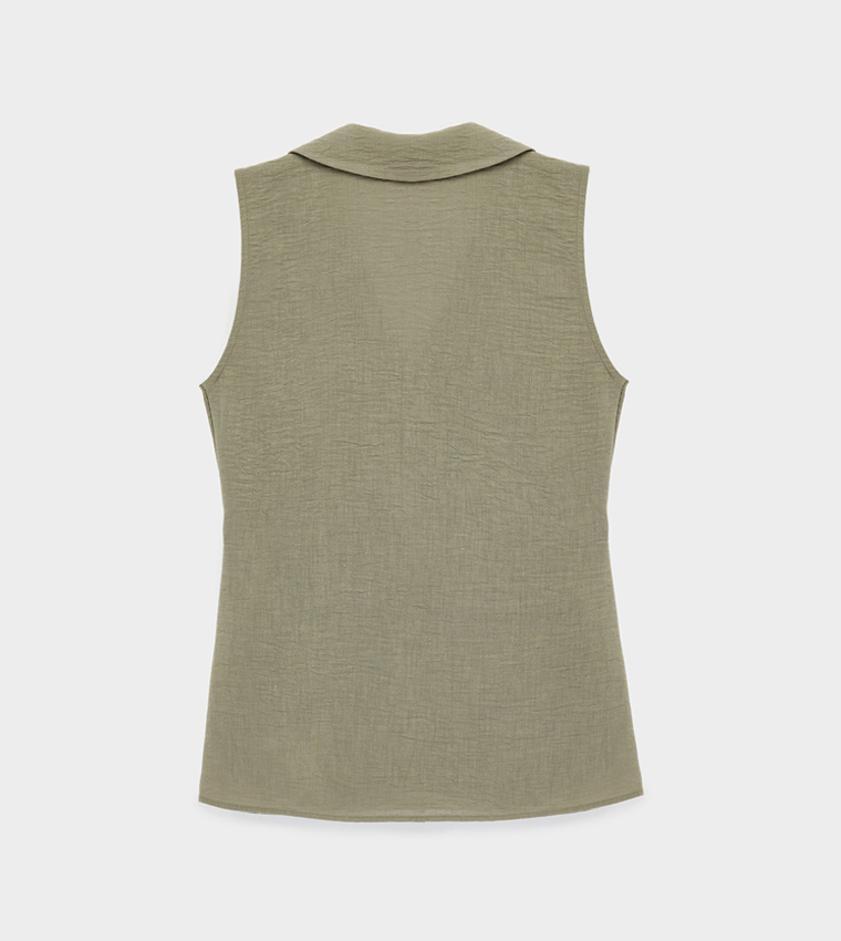 كوتون  توبات بلا أكمام  - كاكي Sleeveless Tops