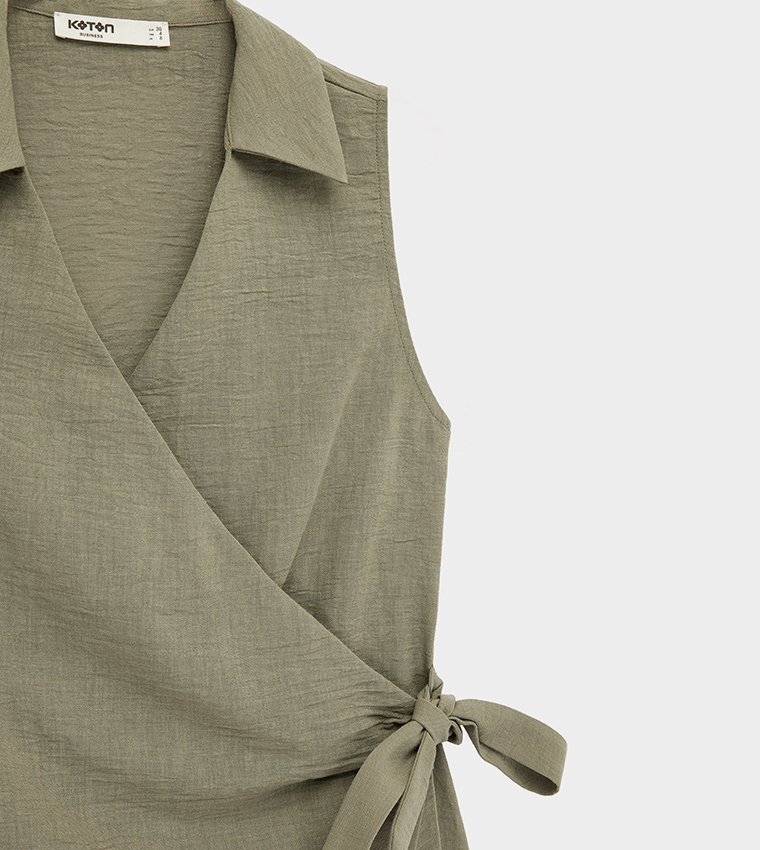كوتون  توبات بلا أكمام  - كاكي Sleeveless Tops